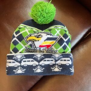 Colorado Eagles Green and Blue Pom Pom Beanie